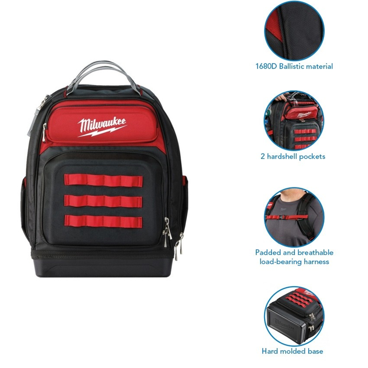 Milwaukee Ultimate Jobsite Backpack – 48-22-8201, Black, Tool Storage For Pros